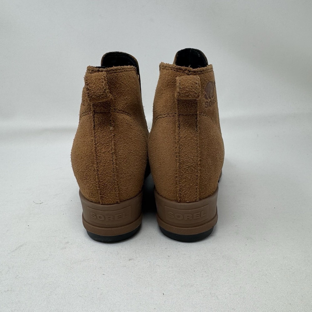 Sorel Evie Wedge Chelsea Boots Womens Size 7 Brown Leather Suede Pull On Shoes - Picture 5 of 9